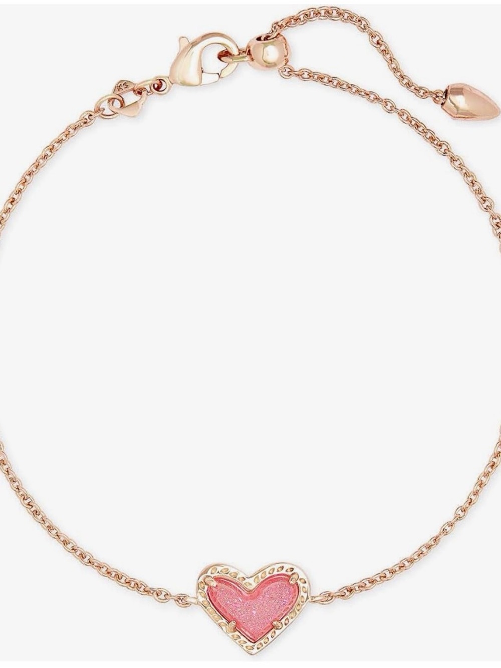 Kendra Scott Rose Gold Heart Bracelet with Pink Enamel